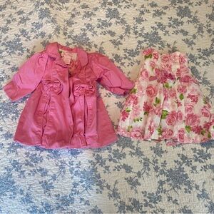 Polly Flinders Baby Girl Pink Floral Easter Wedding Dress with Coat Size 0-3M